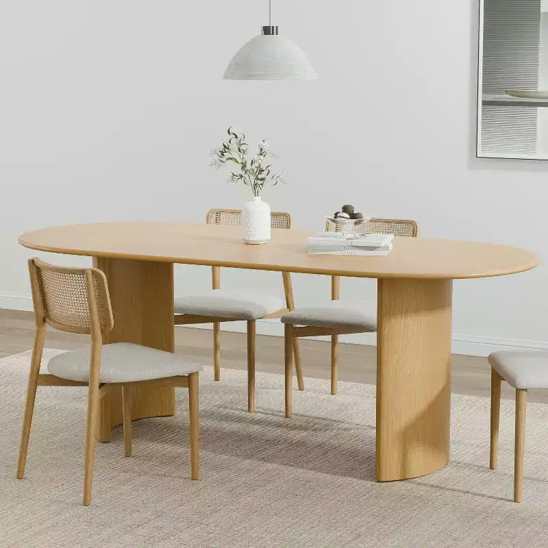 Table à manger ovale de 67x33.5 en bois massif, table de cuisine