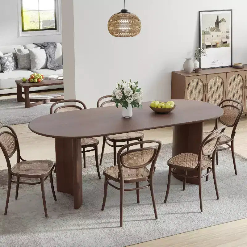 Table à manger ovale de 67x33.5 en bois massif, table de cuisine