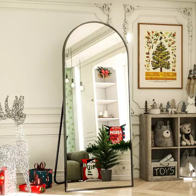 Miroir sur pied arqué de 65x24, miroir pleine longueur, miroir mural