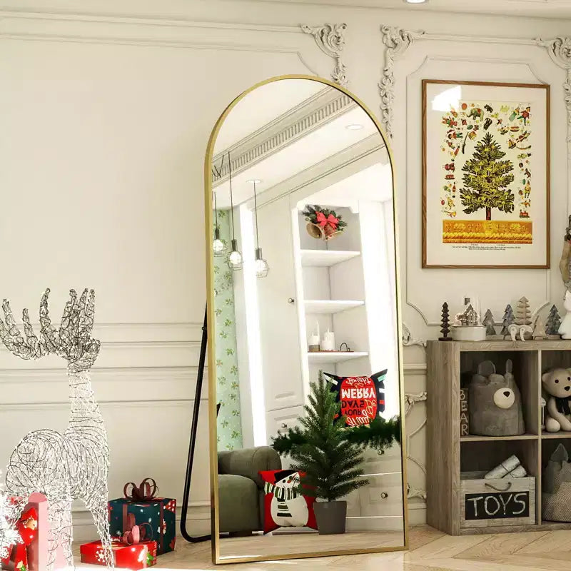 Miroir sur pied arqué de 65x24, miroir pleine longueur, miroir mural