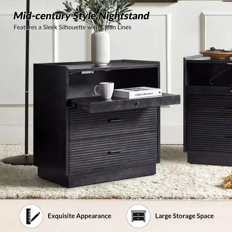 Table d’appoint avec USB et éclairage LED