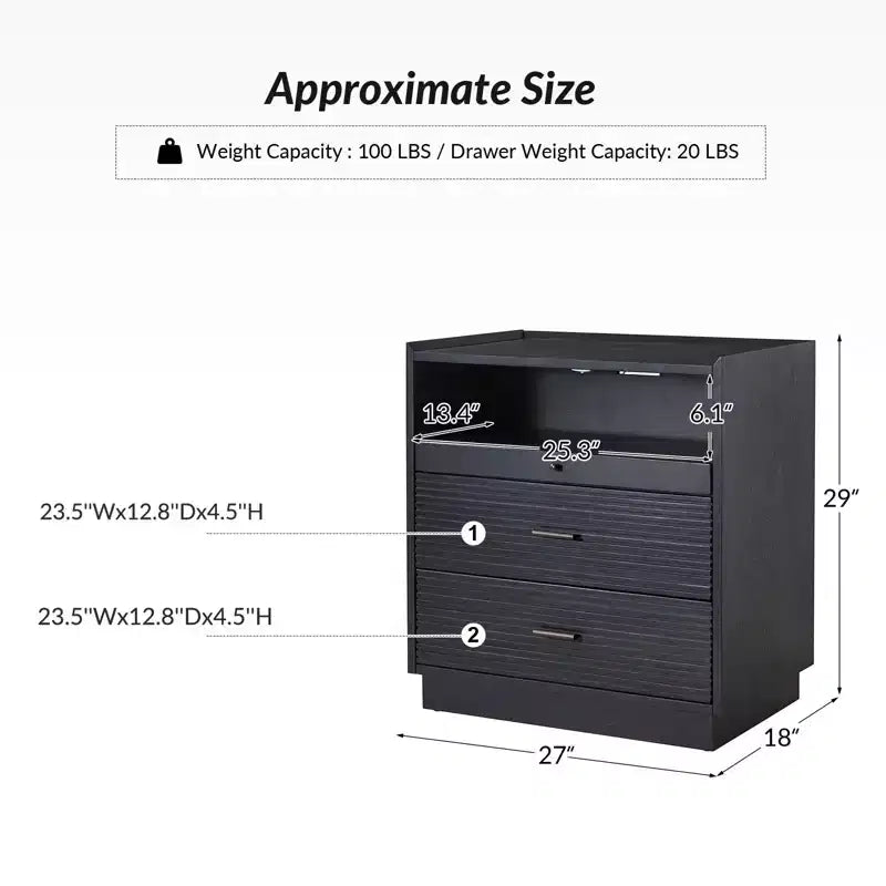 Table d’appoint avec USB et éclairage LED