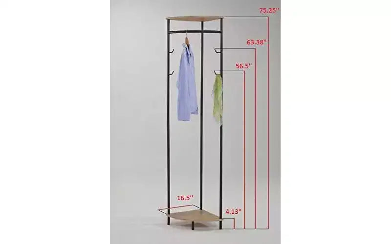 Porte-manteau autoportant d’angle pour entrée, avec étagère et rangement pour chaussures