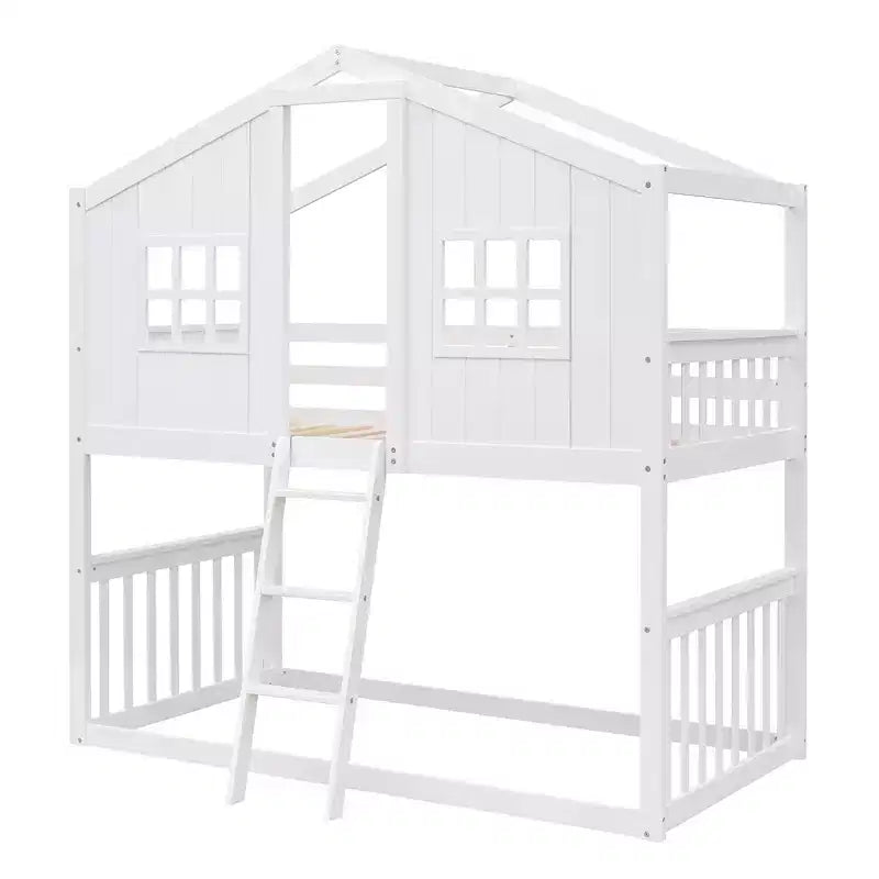 Lit superposé en forme de maison avec échelle