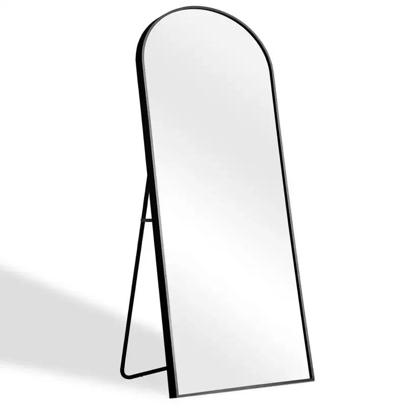 Miroir pleine longueur de 71 x 32 avec sommet arqué à angle droit et cadre fin en alliage d’aluminium