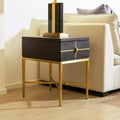 JTH LUXE Kingsly 16 Wide Contemporary Gla m Storage Side Table, Espresso Black Birchwood &amp; Veneer
