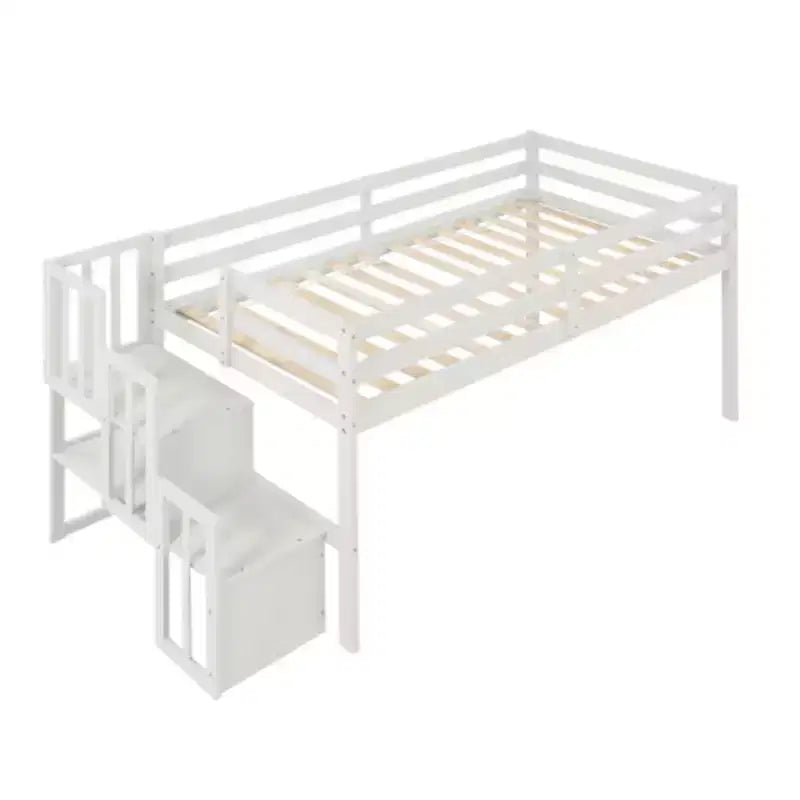 Lit mezzanine surélevé avec escaliers intégrés, conçu pour durer
