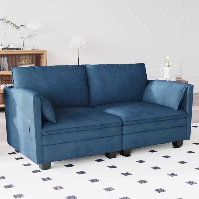 Canapé 2 places moderne du milieu du siècle de 74.27'' avec poche latérale
