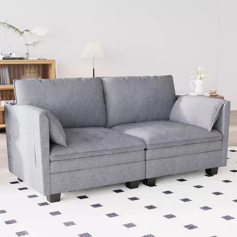 Canapé 2 places moderne du milieu du siècle de 74.27'' avec poche latérale