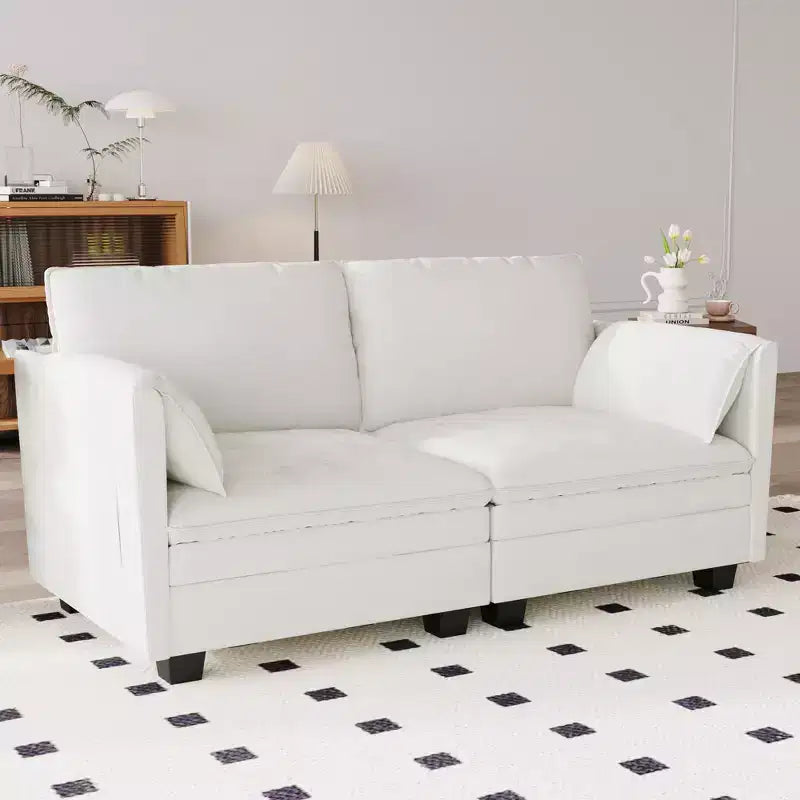 Canapé 2 places moderne du milieu du siècle de 74.27'' avec poche latérale