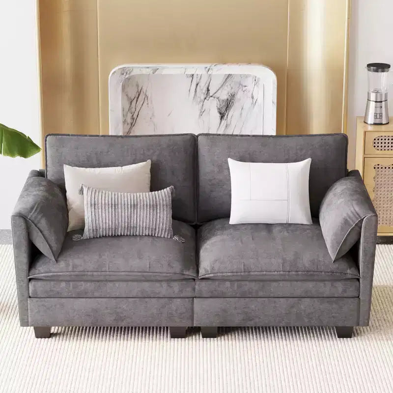 Canapé 2 places moderne du milieu du siècle de 74.27'' avec poche latérale