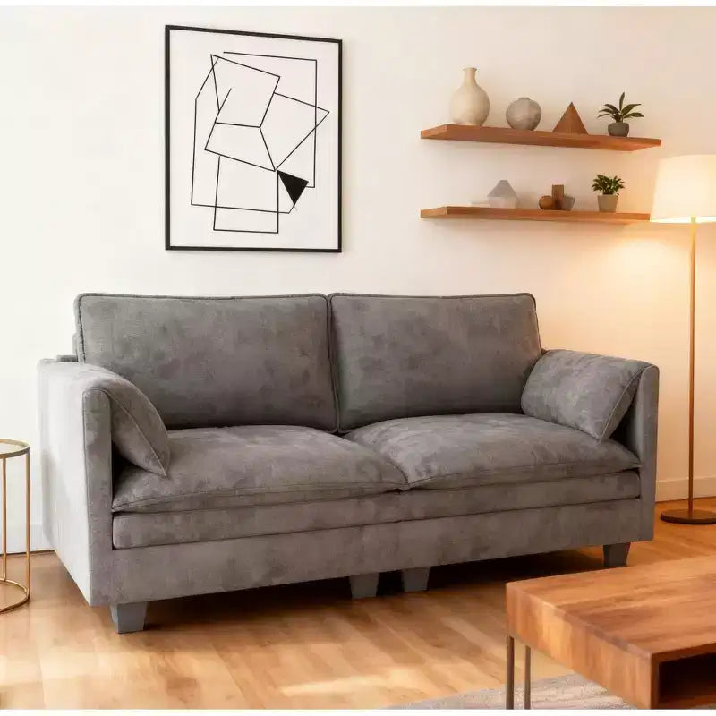 Canapé 2 places moderne du milieu du siècle de 74.27'' avec poche latérale