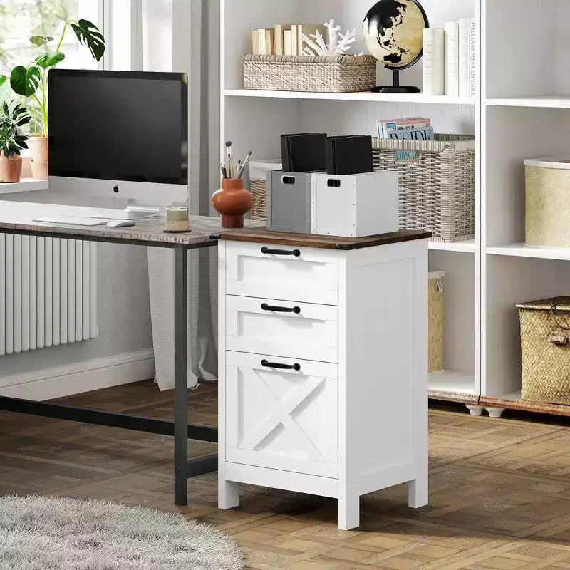 Classeur à 3 tiroirs pour dossiers suspendus A4/Lettre, support d’imprimante rustique avec rangement pour bureau à domicile