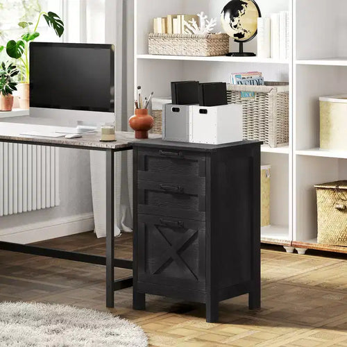 Classeur à 3 tiroirs pour dossiers suspendus A4/Lettre, support d’imprimante rustique avec rangement pour bureau à domicile