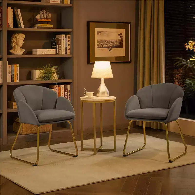 Ensemble de 2 fauteuils en velours en forme de fleur pour le salon ou la chambre