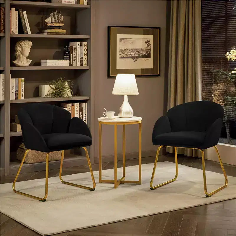 Ensemble de 2 fauteuils en velours en forme de fleur pour le salon ou la chambre