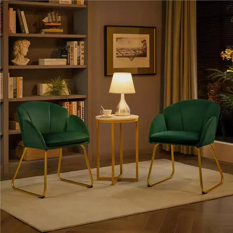 Ensemble de 2 fauteuils en velours en forme de fleur pour le salon ou la chambre