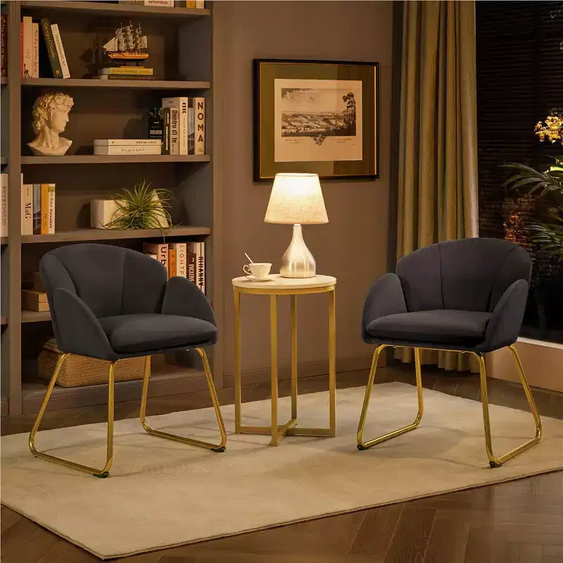 Ensemble de 2 fauteuils en velours en forme de fleur pour le salon ou la chambre
