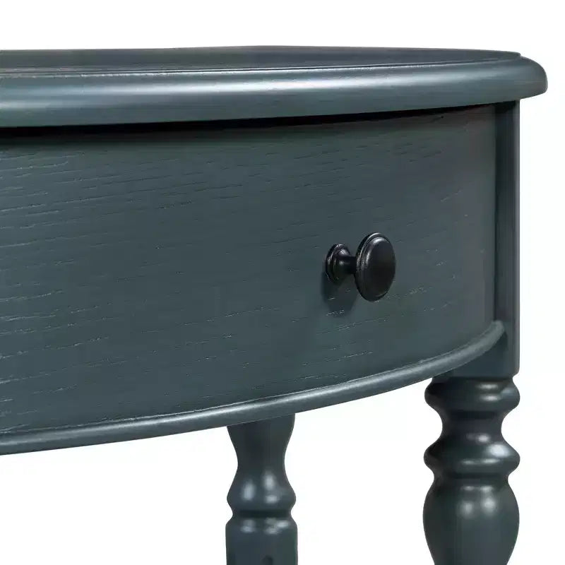 Console demi-lune champêtre de 39 avec tiroir et étagère