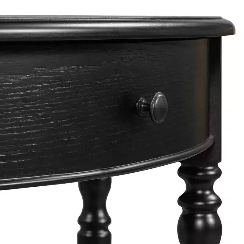Console demi-lune champêtre de 39 avec tiroir et étagère