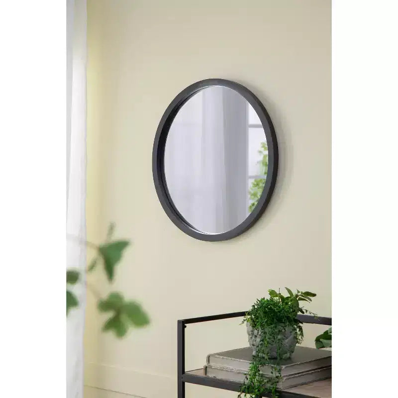 Miroir mural rond de 20 x 20 pouces avec cadre en bois noir
