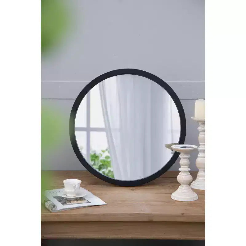 Miroir mural rond de 20 x 20 pouces avec cadre en bois noir