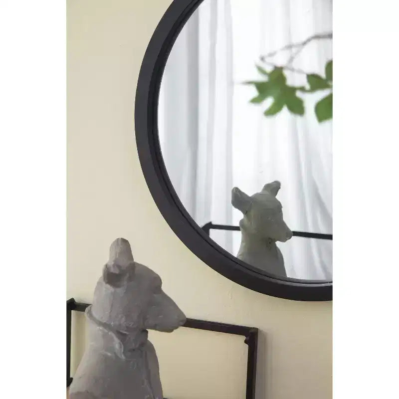 Miroir mural rond de 20 x 20 pouces avec cadre en bois noir