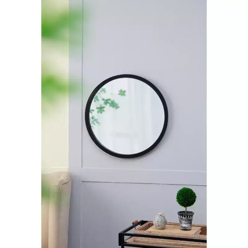 Miroir mural rond de 20 x 20 pouces avec cadre en bois noir