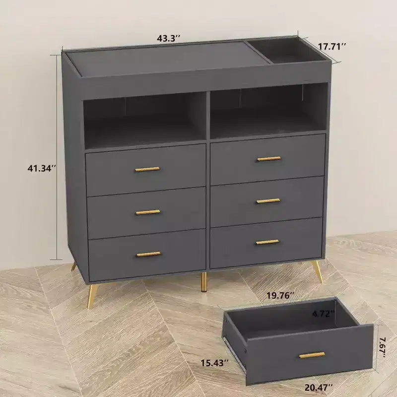 Commode à langer avec tiroirs, pieds en métal, organisateur pour chambre de bébé