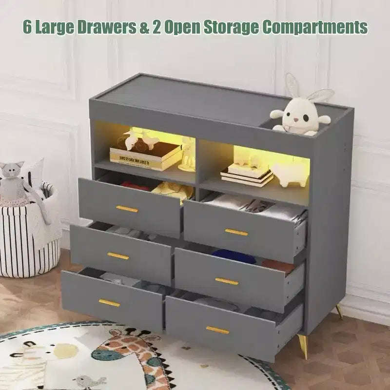 Commode à langer avec tiroirs, pieds en métal, organisateur pour chambre de bébé