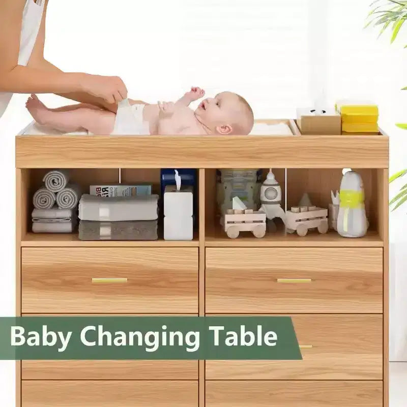 Commode à langer avec tiroirs, pieds en métal, organisateur pour chambre de bébé