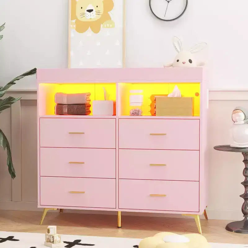 Commode à langer avec tiroirs, pieds en métal, organisateur pour chambre de bébé