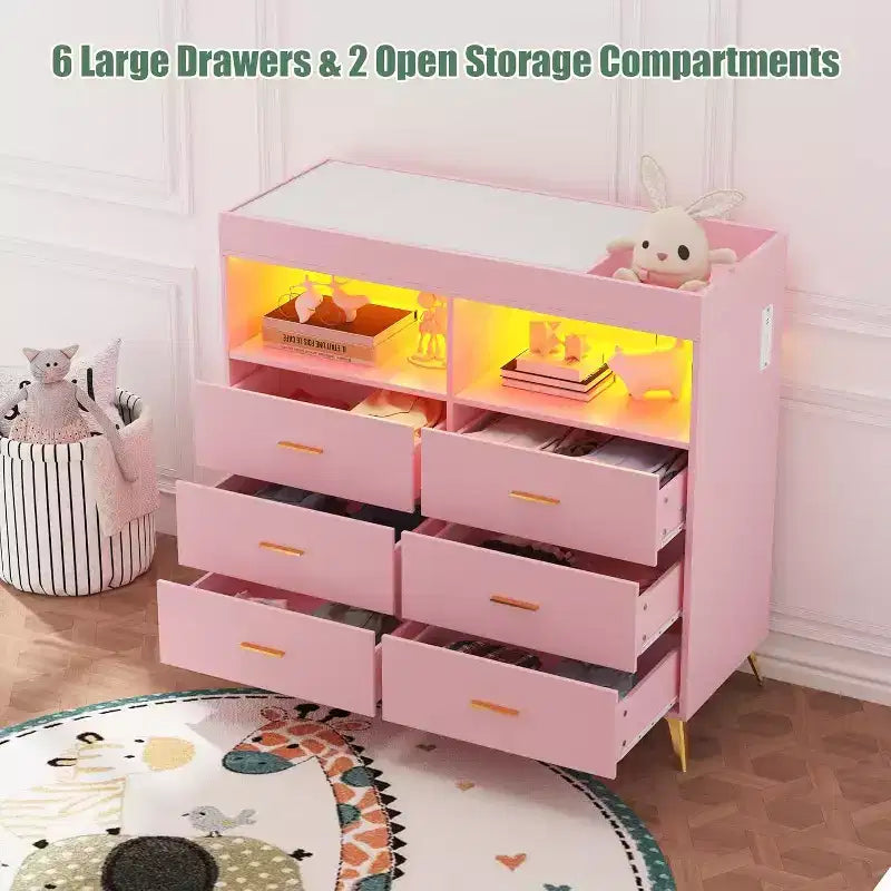 Commode à langer avec tiroirs, pieds en métal, organisateur pour chambre de bébé