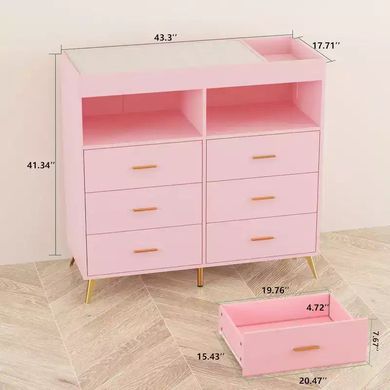 Commode à langer avec tiroirs, pieds en métal, organisateur pour chambre de bébé
