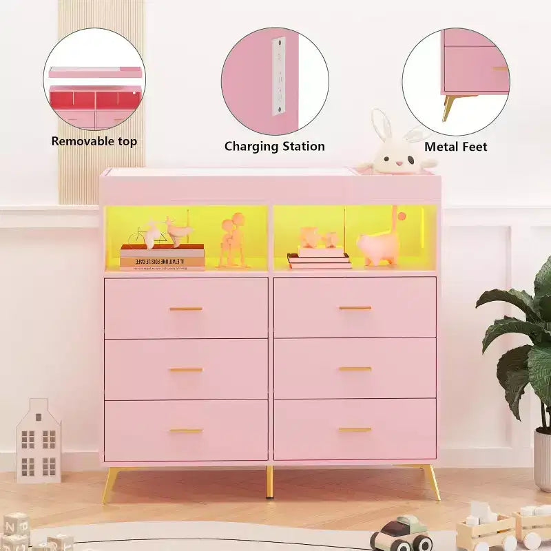 Commode à langer avec tiroirs, pieds en métal, organisateur pour chambre de bébé