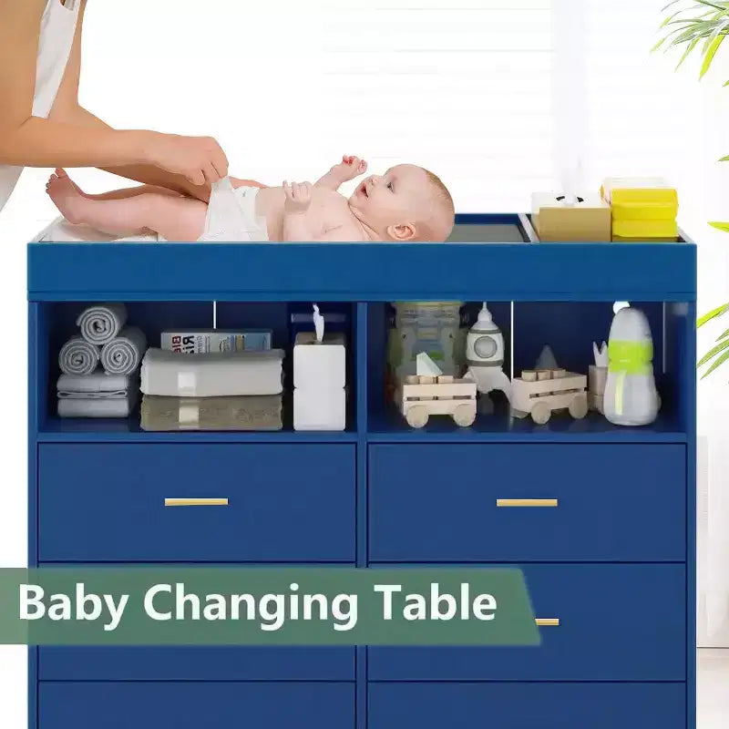 Commode à langer avec tiroirs, pieds en métal, organisateur pour chambre de bébé