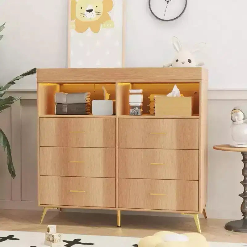 Commode à langer avec tiroirs, pieds en métal, organisateur pour chambre de bébé