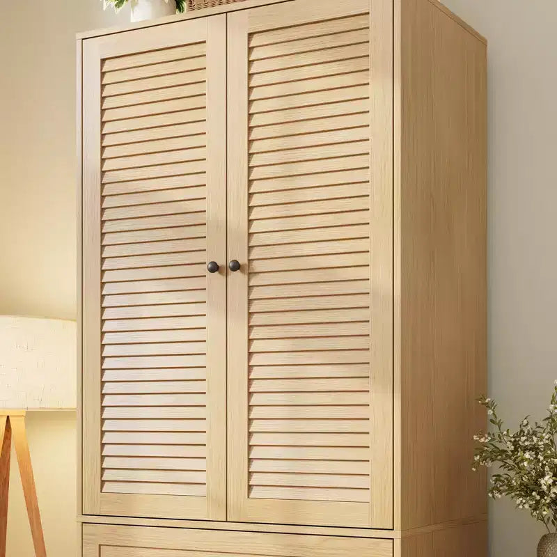 Armoire-penderie avec tiroirs, armoire en bois de 69.5 in avec tringle, placard de rangement à vêtements à 2 portes pour chambre