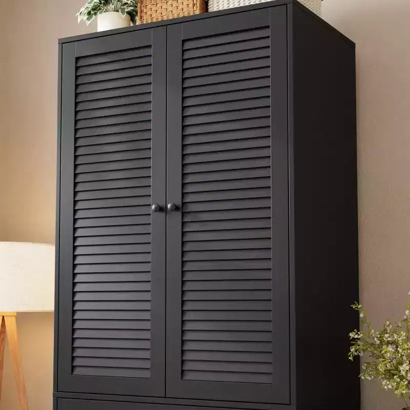 Armoire-penderie avec tiroirs, armoire en bois de 69.5 in avec tringle, placard de rangement à vêtements à 2 portes pour chambre