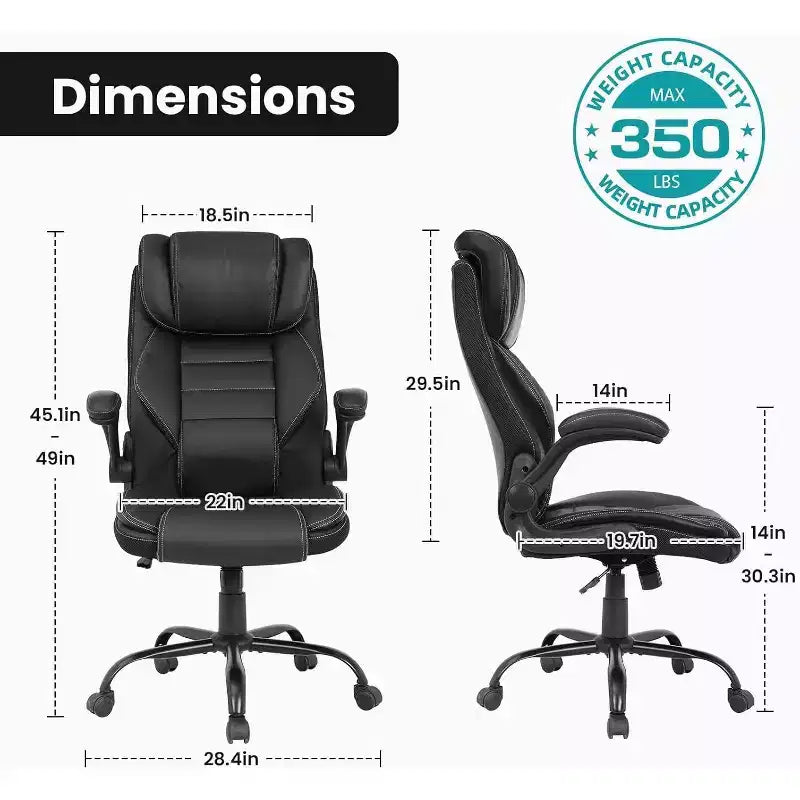 Chaise de bureau ergonomique avec soutien lombaire à ressorts ensachés - fauteuil de direction en cuir, appuie-tête réglable, accoudoirs relevables, chaise de bureau inclinable pour ordinateur