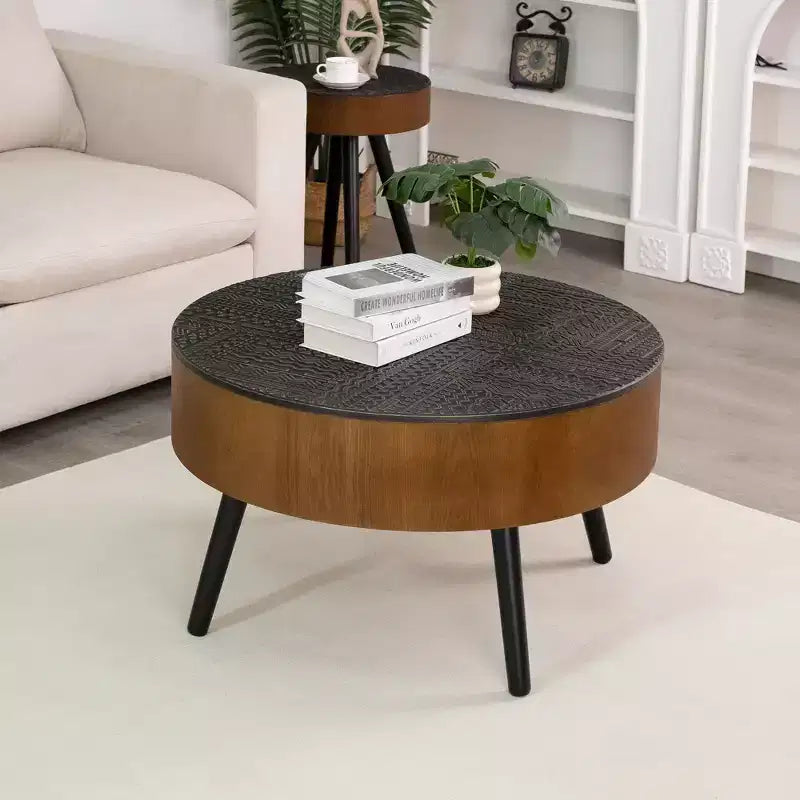 Ensemble de tables basses rondes en bois de style moderne du milieu du siècle