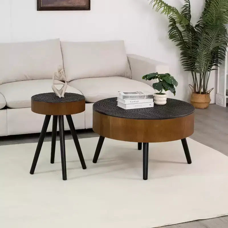 Ensemble de tables basses rondes en bois de style moderne du milieu du siècle