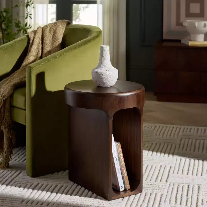 Table d’appoint ronde classique, brun foncé