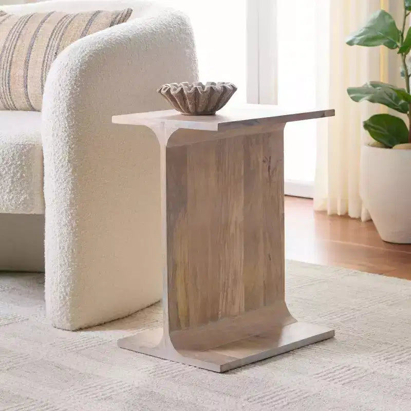 Table d’appoint de style traditionnel, finition blanchie