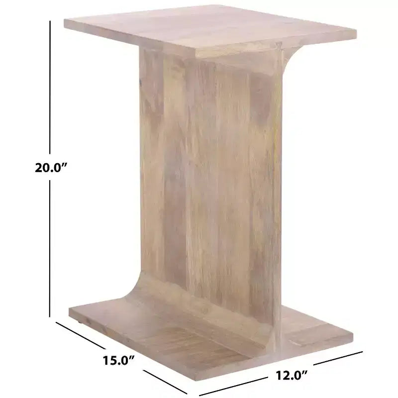Table d’appoint de style traditionnel, finition blanchie