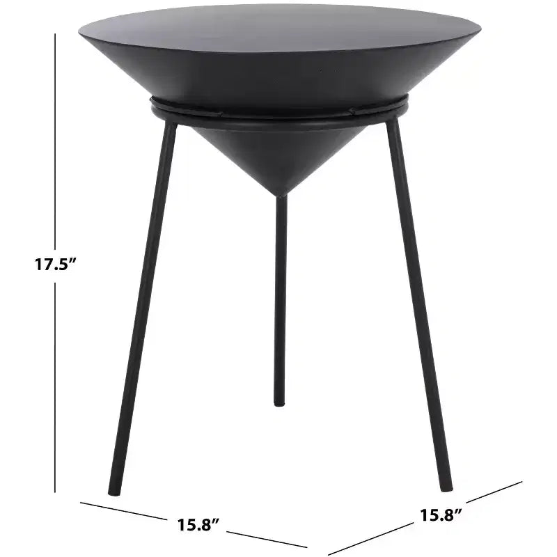 Mesa auxiliar negra de estilo moderno y minimalista