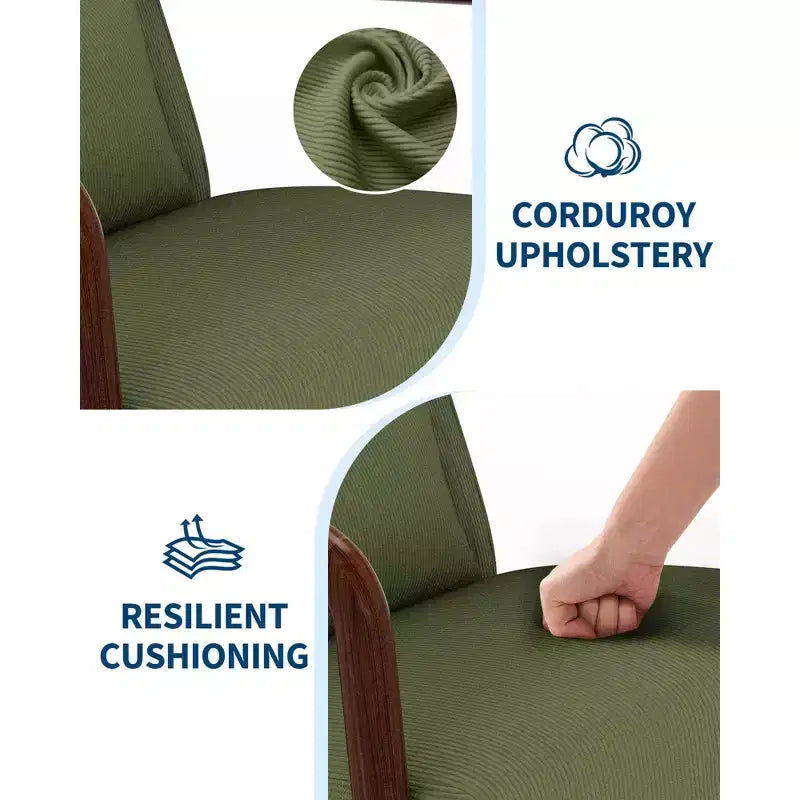 Sillón decorativo moderno de mediados de siglo con cojín lumbar, tapizado de chenilla y estructura de madera maciza