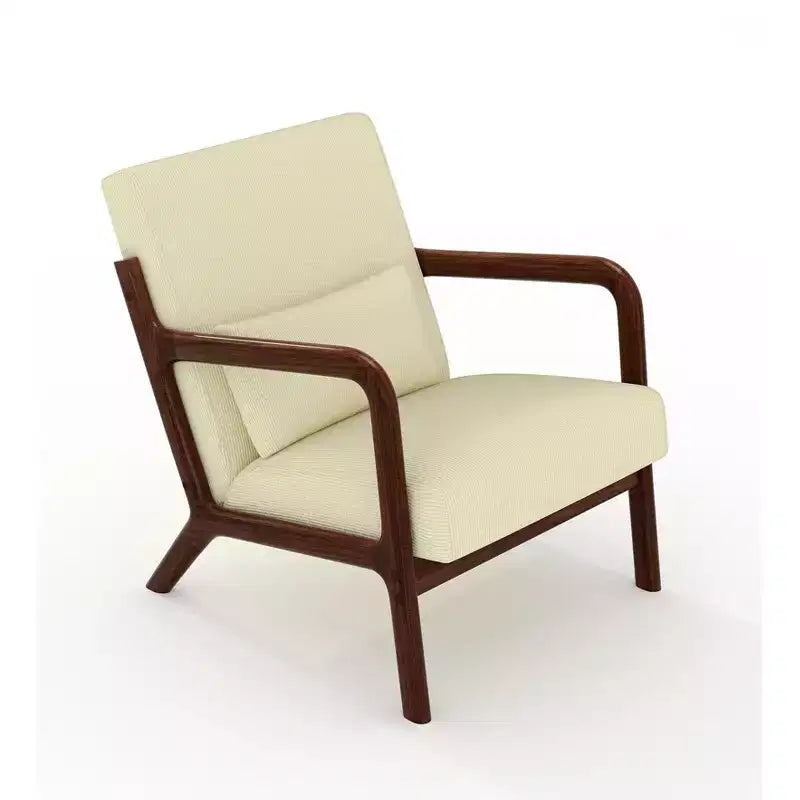 Fauteuil d’appoint moderne du milieu du siècle avec coussin lombaire, revêtement en chenille et structure en bois massif