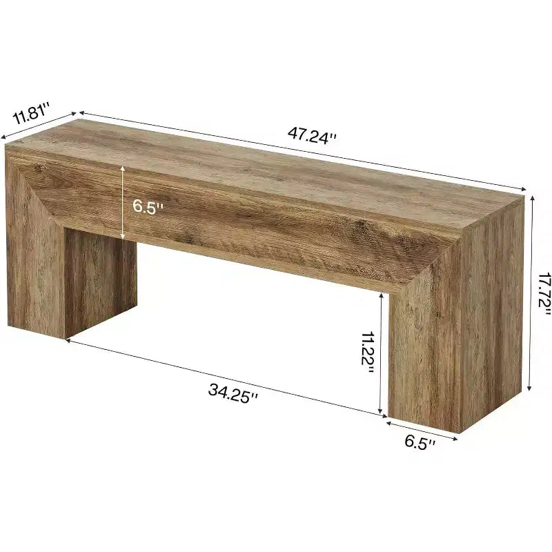 Banc d’entrée en bois de 47'', style rustique, avec rangement, pour le salon, la chambre ou le couloir, facile à assembler, brun chêne