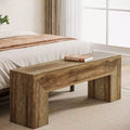 Banc d’entrée en bois de 47'', style rustique, avec rangement, pour le salon, la chambre ou le couloir, facile à assembler, brun chêne